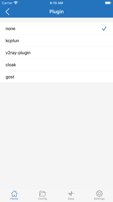Plugin list with none selected, plus kcptun, v2ray-plugin, cloak, and gost